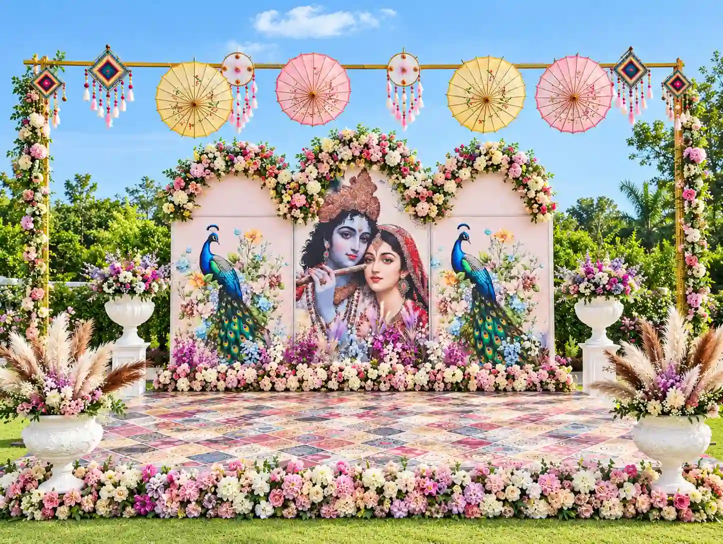 balloon decoration Radha Krishna Royal Floral Haldi Decor